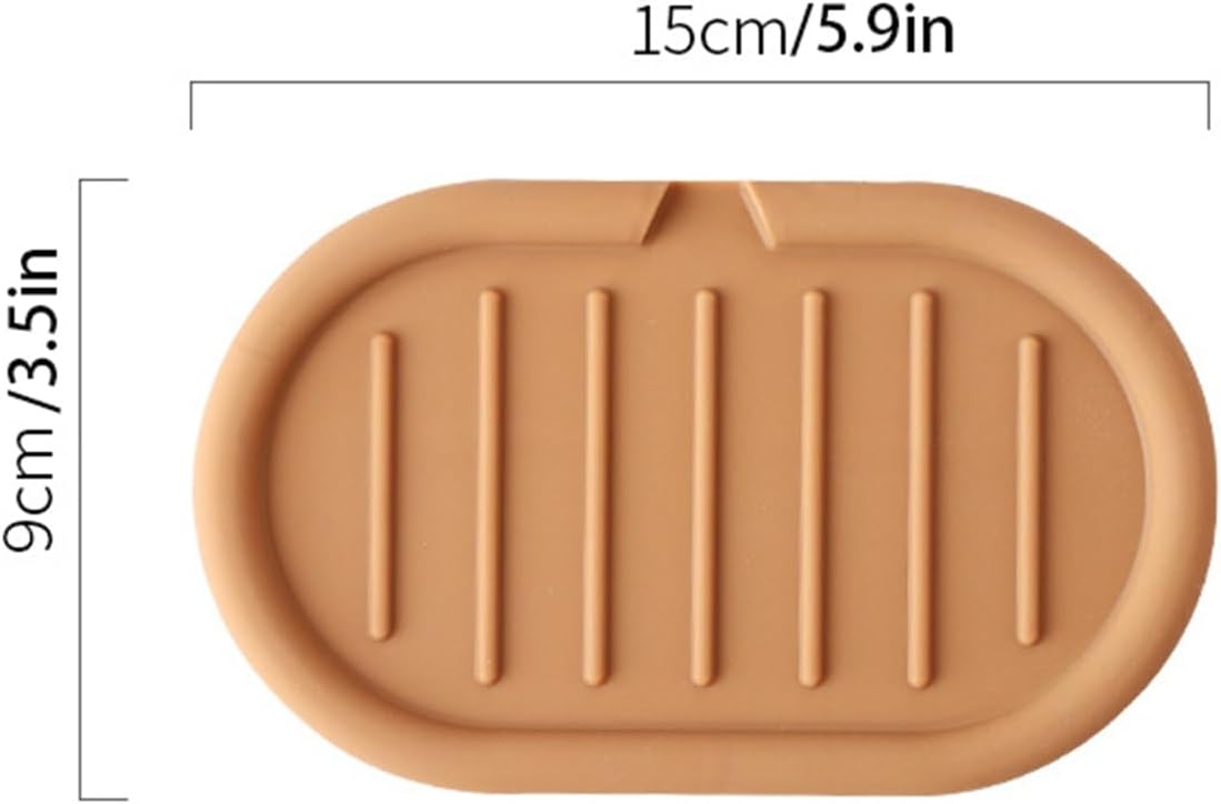 Self Draining Soap Holder 15cmx9cm Silicone Tray for Bathroom and Kitchen Orange