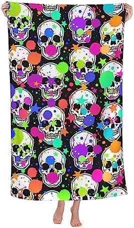 VOOHDDY Bright Skull Beach Towel - Large Soft Microfiber Quick Dry Oversized