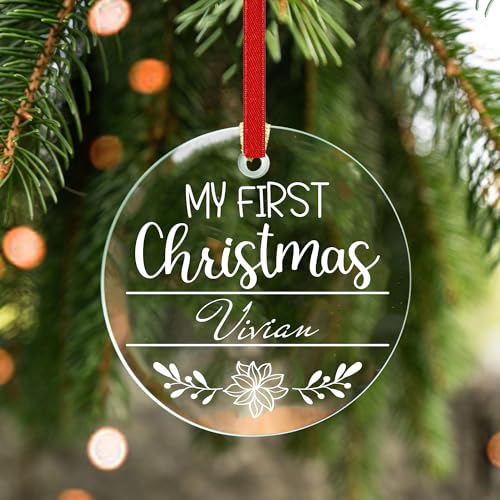 Jasilon Personalized Babys First Christmas Acrylic Ornament
