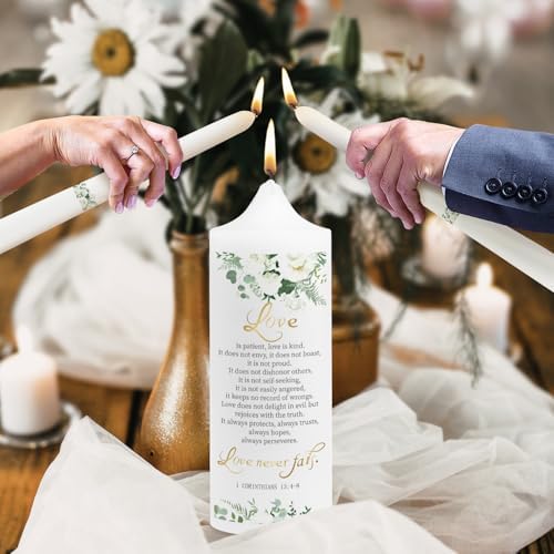 Extrogif Unity Wedding Candle Set - 3 Floral Candles with Gold Holders