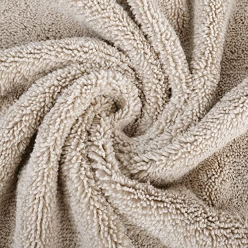 POLYTE 60 x 30 in Microfiber Bath Towel Set 6 Piece Beige