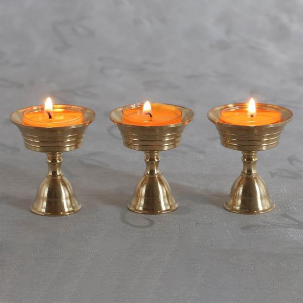 Copper Candle Wick Holder Ghee Lamp Stand for Religious Use