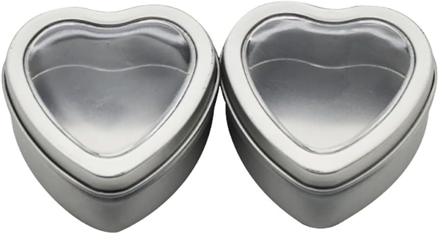 ccHuDE 6 Pcs Heart Shaped Metal Tin Containers for Valentines Day Gifts