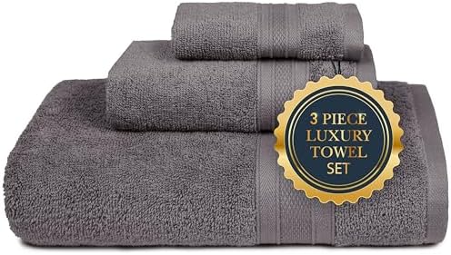 TRIDENT Luxury 3 Piece Towel Set Charcoal Grey