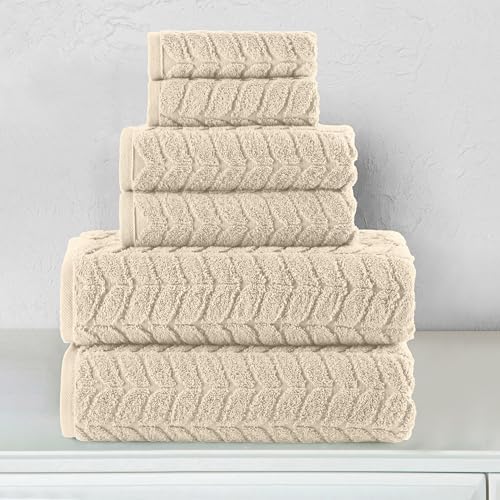 Elegant Comfort Turkish Cotton Towel Set Ivory 6-Piece
