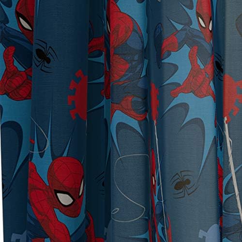 Jay Franco Spiderman Window Drapes - 4 Panels with Tiebacks 63 Inch Blue
