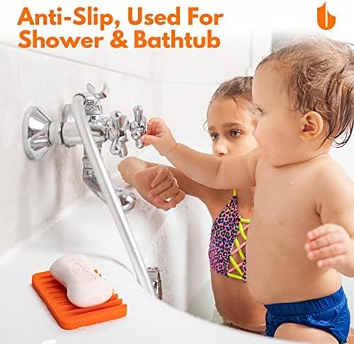 Orange Flexible Silicone Soap Dish Shower Waterfall Soap Tray