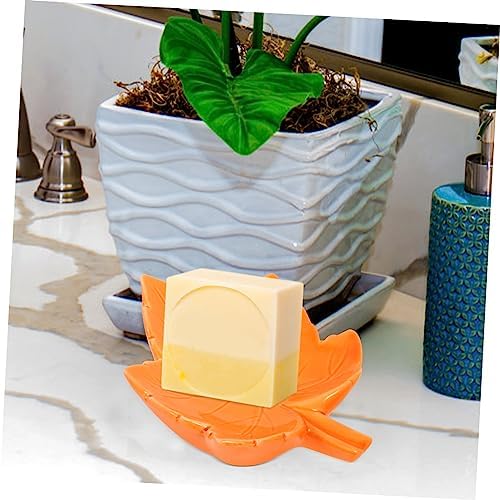 Ciieeo Leaf Shape Soap Dish Ceramic Maple Elegant Holder
