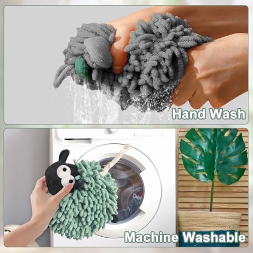 2 Pack Chenille Hand Towel with Hanging Loops