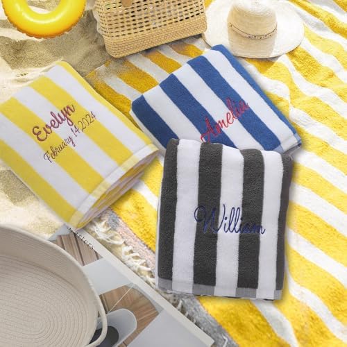 Personalized Beach Towels with Embroidered Name for Kids and Adults