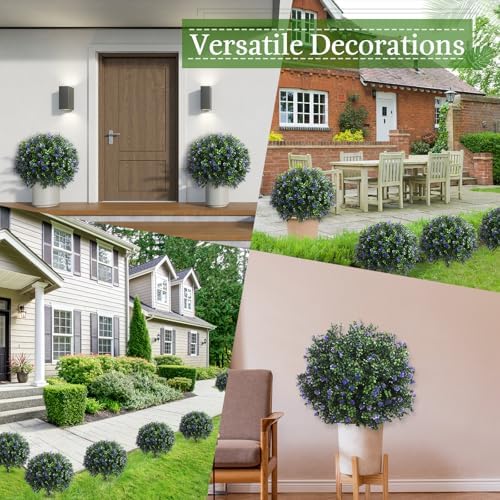 Yunlly Set of 2 Artificial Boxwood Balls with Flowers Purple