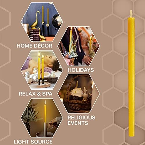45 Pack Pure Beeswax Taper Candles 7 Inch Honey Scented