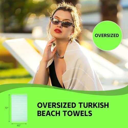 HAVLULAND Turkish Beach Towels 2 Pack - Silver