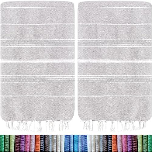 HAVLULAND Turkish Beach Towels 2 Pack - Silver