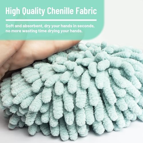 Dormercy Fuzzy Ball Towels with 4 Hooks 2 Pack Green Pink