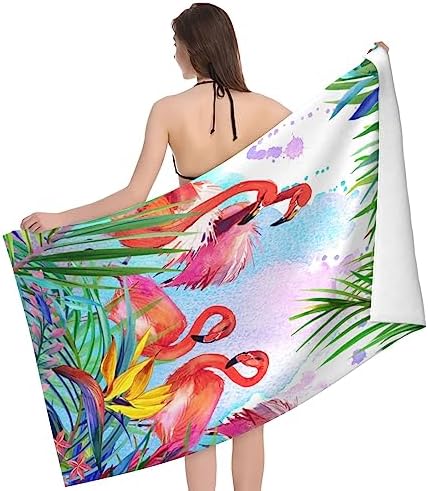 VOOHDDY Flamingo Beach Towel Large Microfiber 1