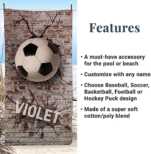 Personalized Beach Towel with Soccer Design