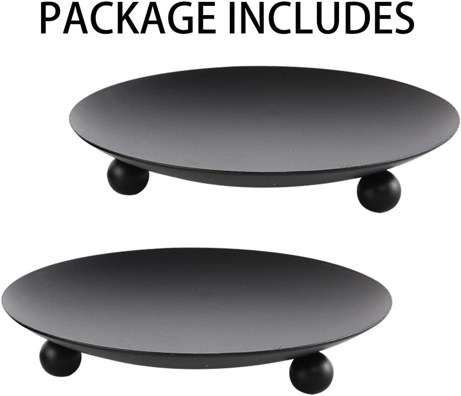 SUJUN Black Matte Iron Candle Holder Set of 2