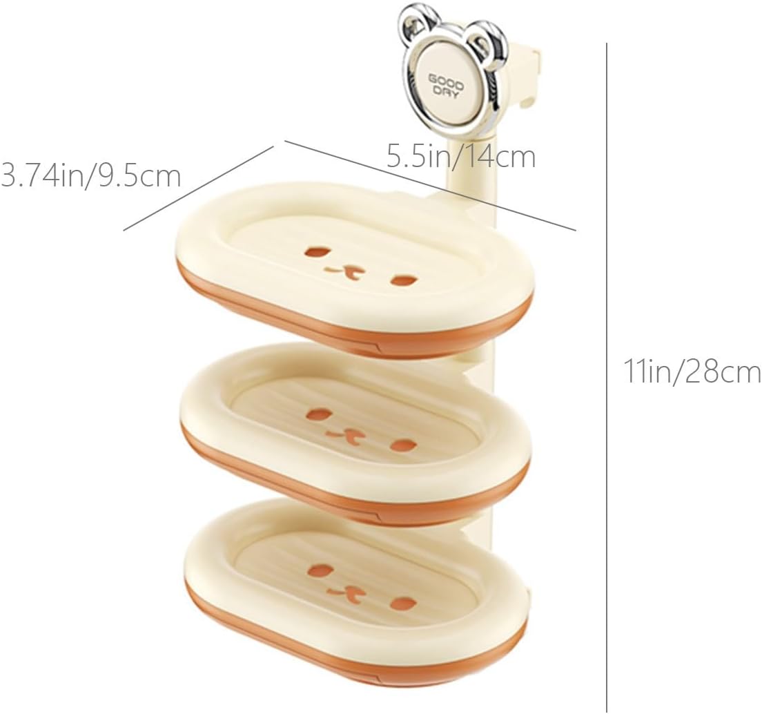 3 Tier Rotating Bar Soap Holder for Shower