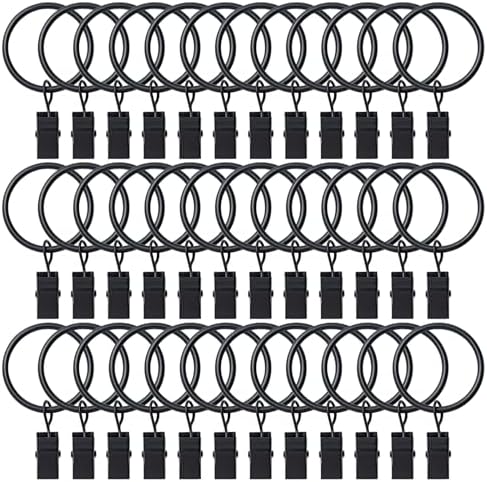 BOOMIBOO 36 Pack Curtain Rings with Clips