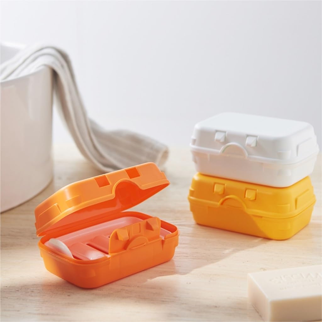 Valcla Soap Dish 2-Pack Portable Lock Double Layer Bathroom Holder