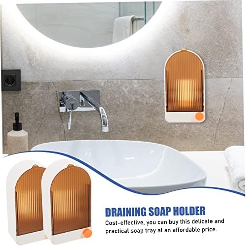 ABOOFAN Wall Mount Soap Holder 2pcs White Orange