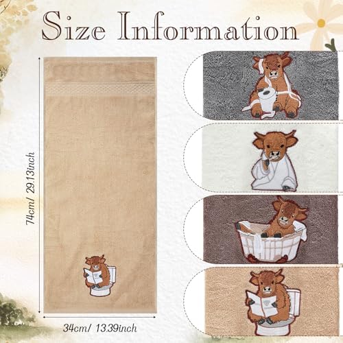 4 Pcs Highland Cow Hand Towels Farmhouse Decor