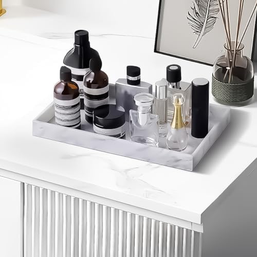 2PCS Silicone Soap Dispenser Tray Kitchen and Bathroom Organizer - White Marble