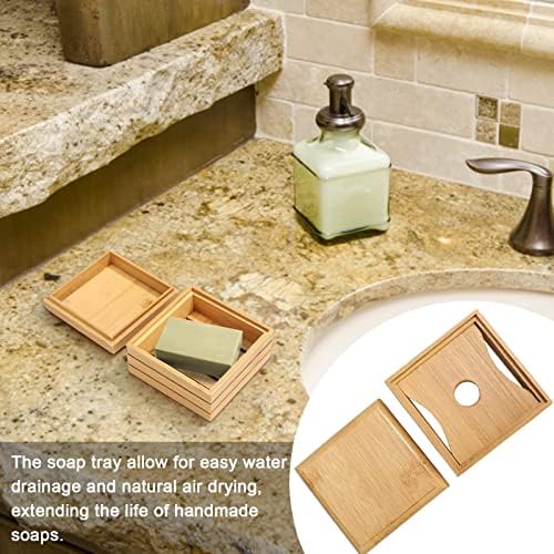 2-Pack Wooden Soap Holder with Lid for Bathroom