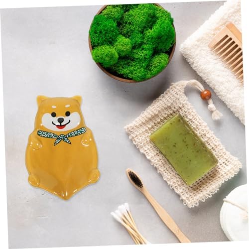 Wakauto Dog Shape Ceramic Soap Dish for Bathroom Decor