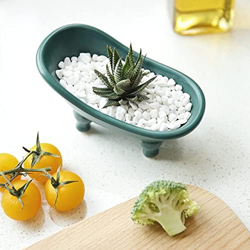 Colorful Ceramic Mini Clawfoot Soap Dish Orange