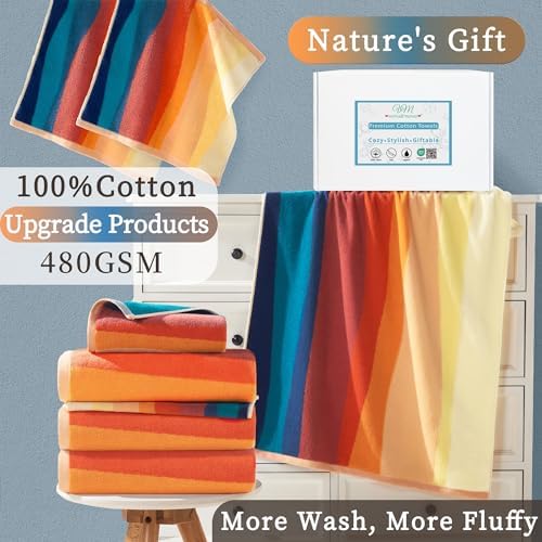 VOOVA MOVAS Patterned Towel Set Red Orange 8PCS