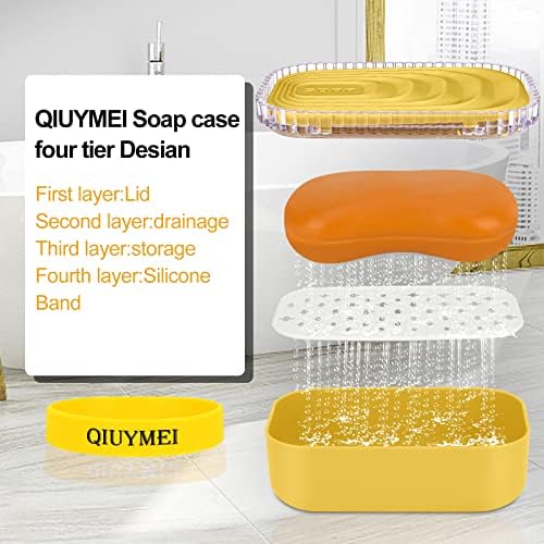 Travel Soap Holder with Leak Proof Lid and Silicone Band