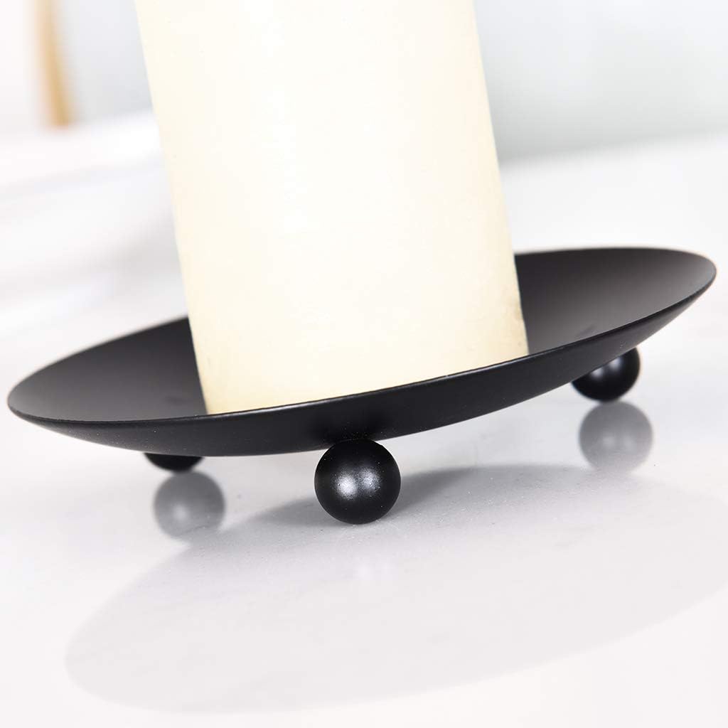 SUJUN Black Matte Iron Candle Holder Set of 2