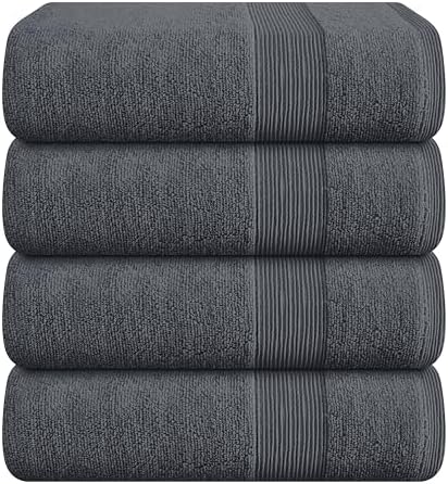 Belizzi Home 4 Pack Bath Towel Set Grey 27x54