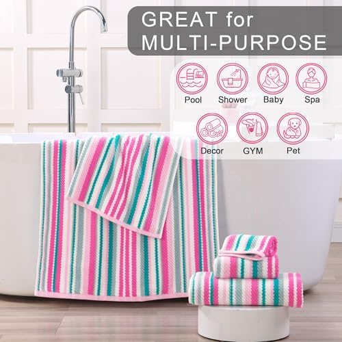 Pink Soft Towel Set 3 Piece 100 Cotton