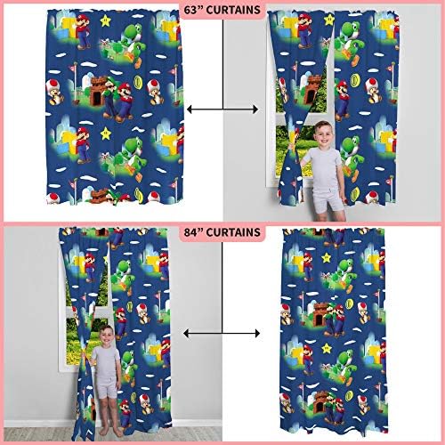 Franco Kids Window Curtains Set Super Mario 82x84