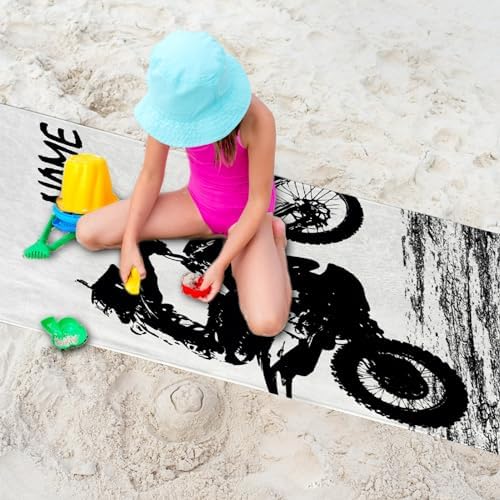 Custom Dirt Bike Beach Towel with Name - 32x52 Inch Microfiber