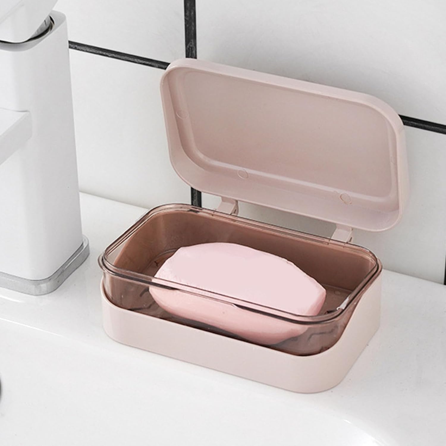 Travel Soap Dish Holder with Removable Drainer and PP Lid Cover 1