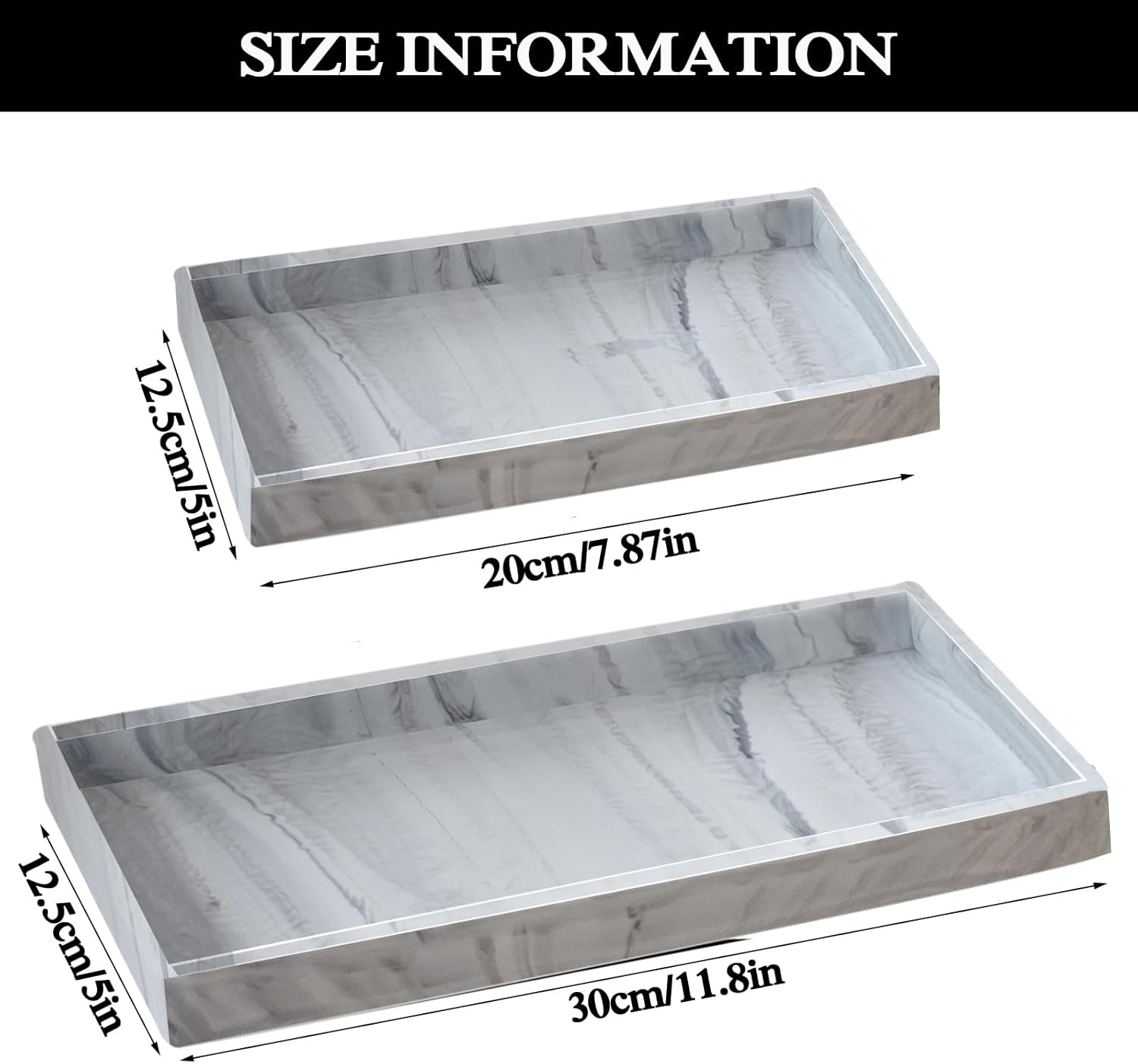 2PCS Silicone Soap Dispenser Tray Kitchen and Bathroom Organizer - White Marble