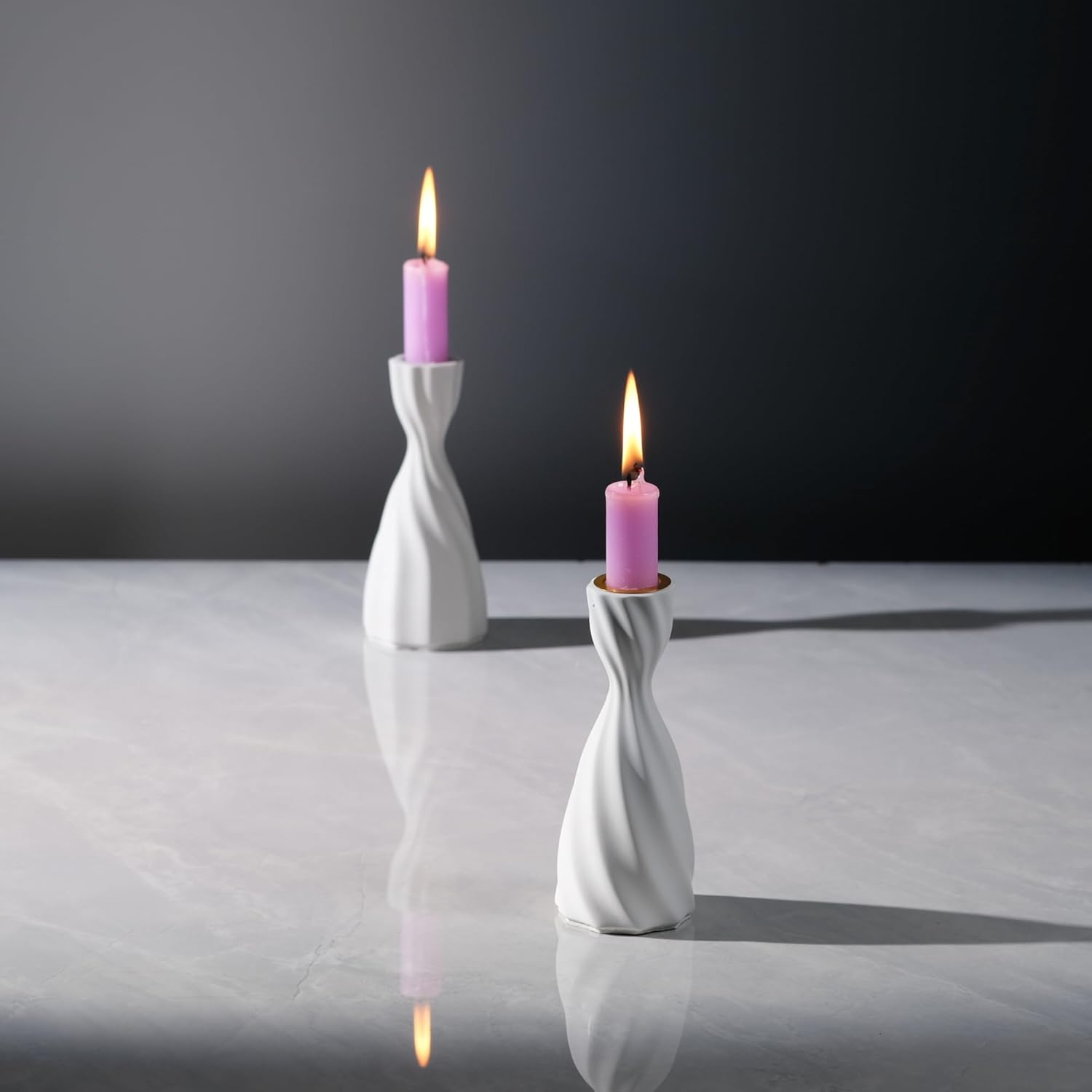 Twizzle Twist Candle Holder Set of 2 Cement