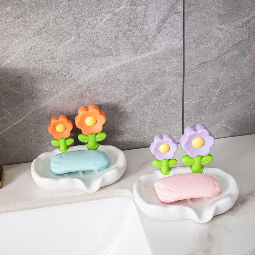Flower-Shaped Soap Holder with Drainers