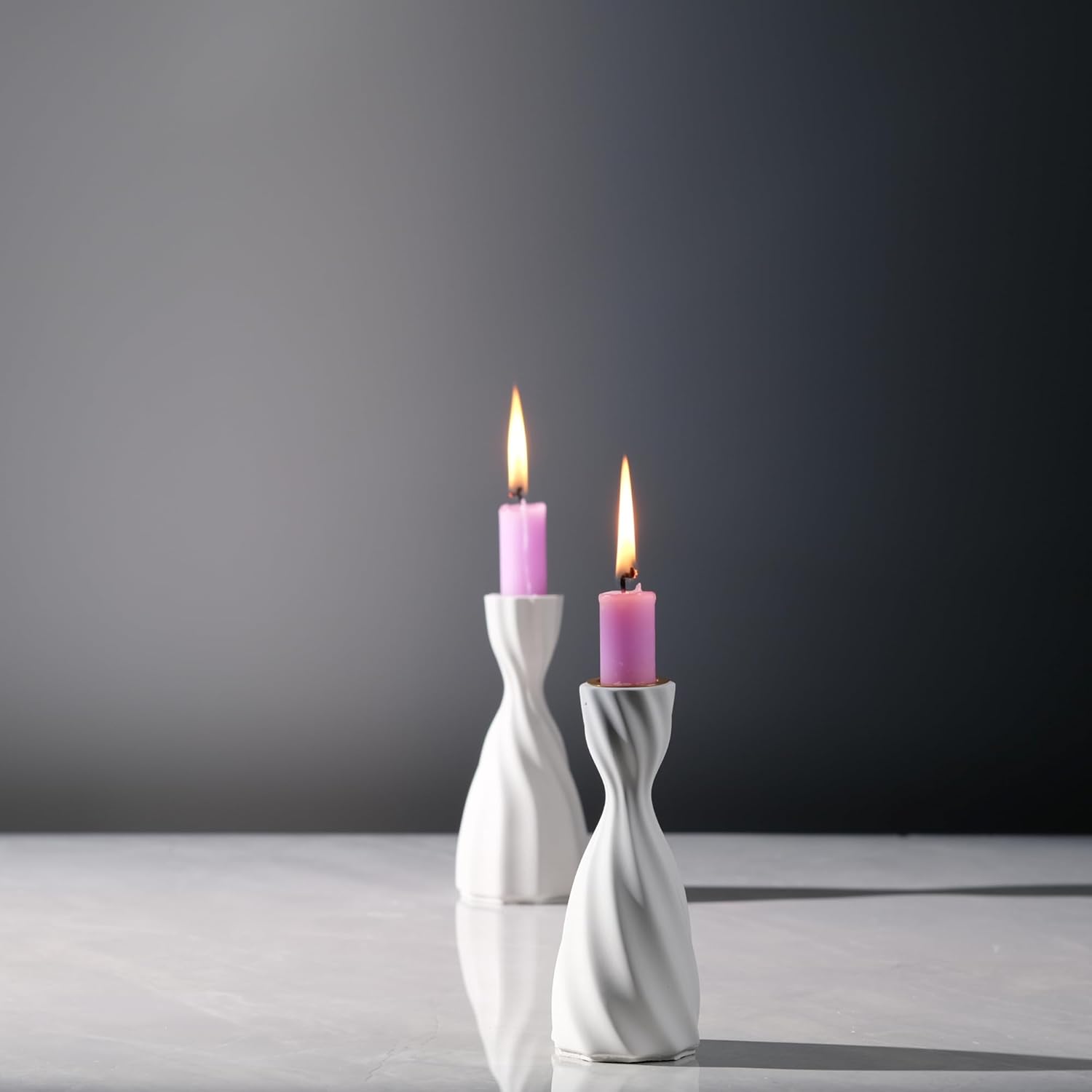 Twizzle Twist Candle Holder Set of 2 Cement