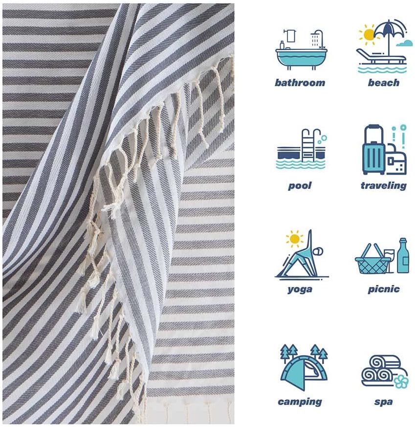 Hencely Striped Turkish Beach Towel 37x71 100 Cotton