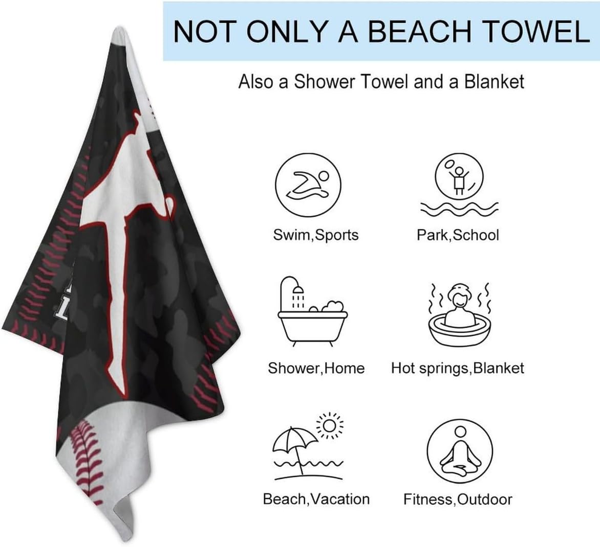 Custom Baseball Beach Towel with Name