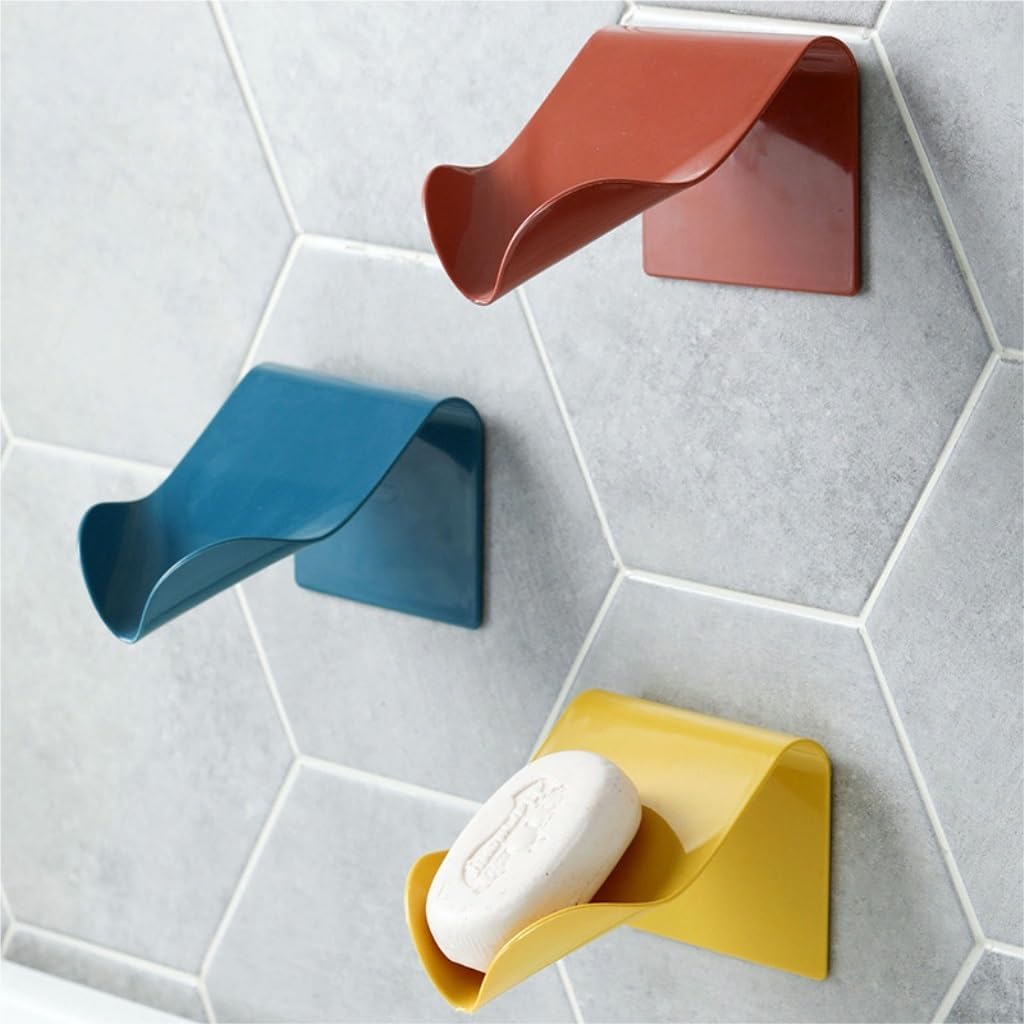 Valcla 3 Piece Soap Dish Set Red Bathroom Drain Rack