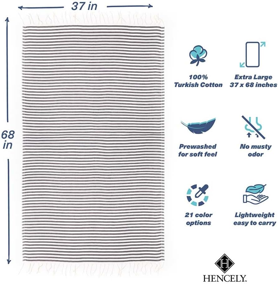 Hencely Striped Turkish Beach Towel 37x71 100 Cotton