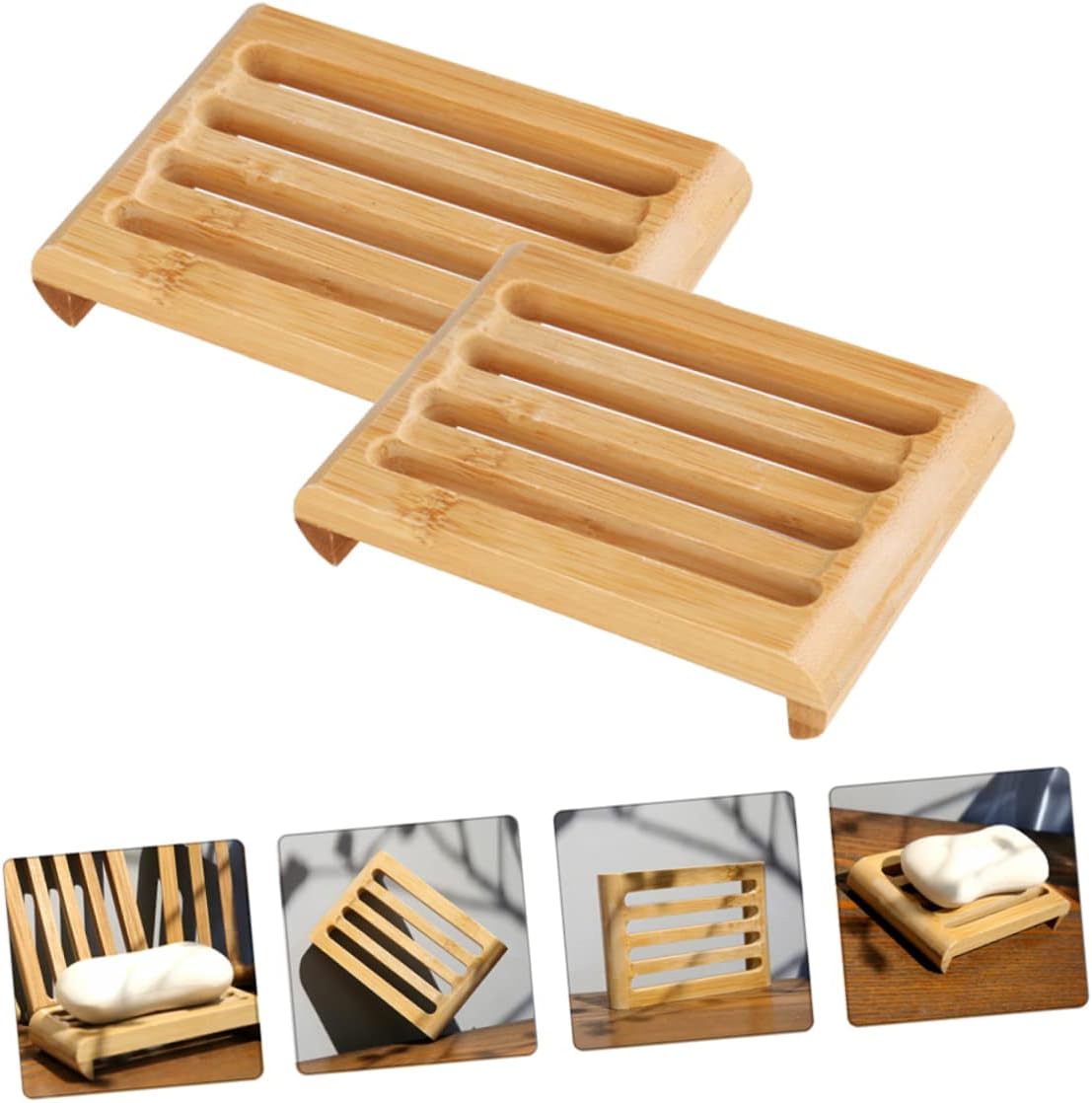 Holibanna 2Pcs Self Draining Soap Dish for Bathroom Countertop