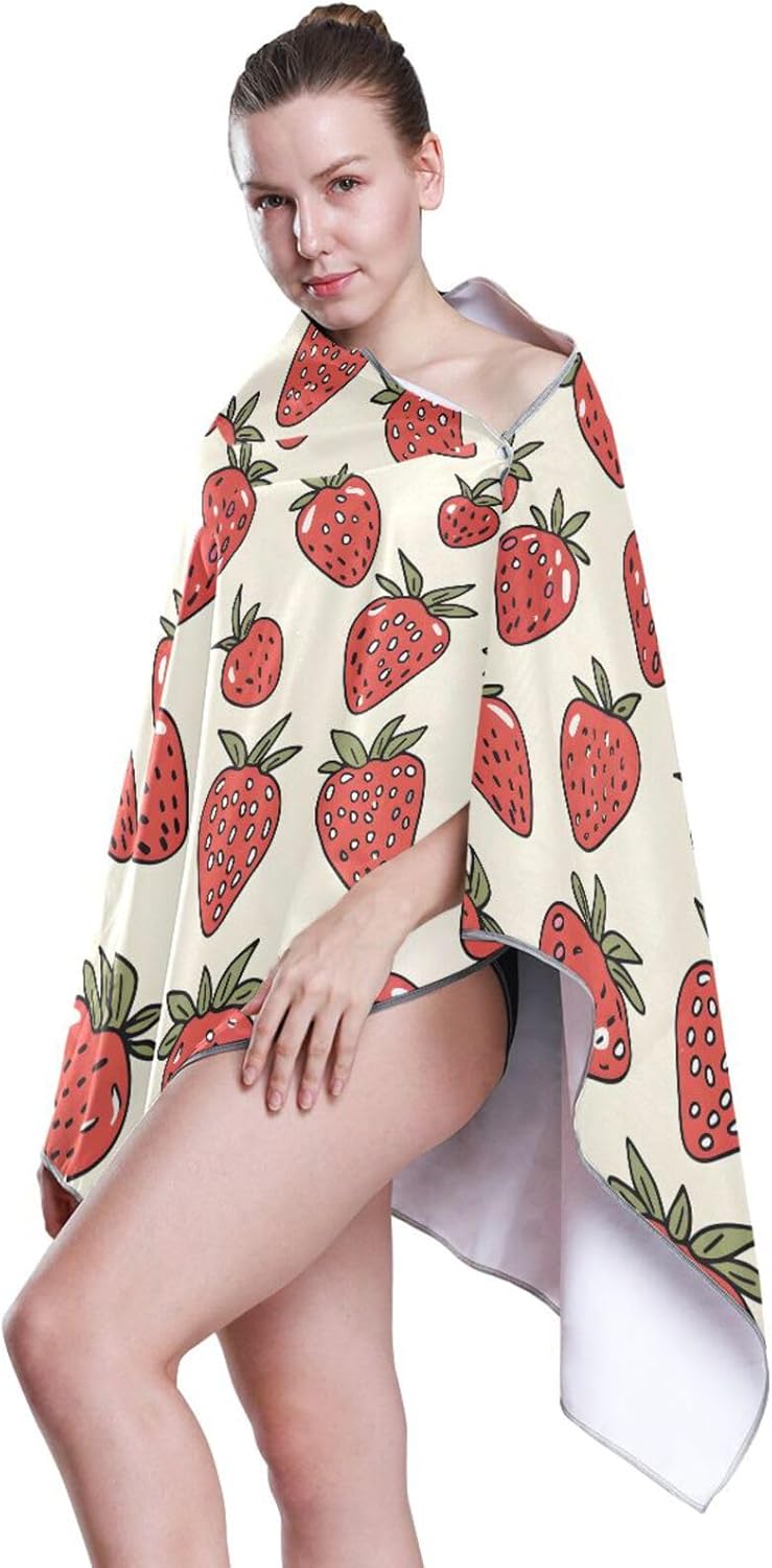 SUABO Strawberry Bath Towels with Hanging Loops