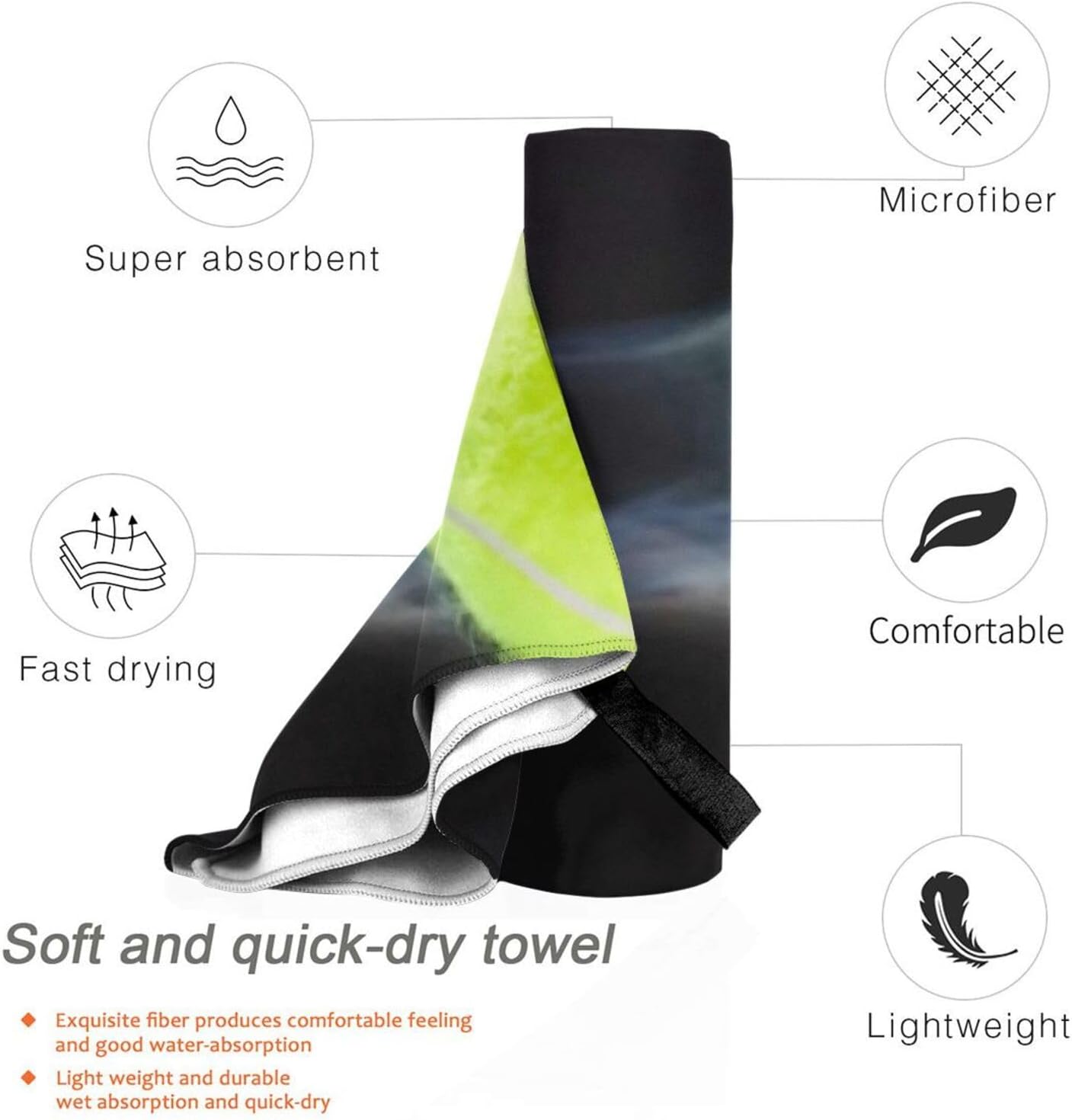 Tengyuntong Tennis Beach Towel - Soft Microfiber Absorbent Towel for All Ages
